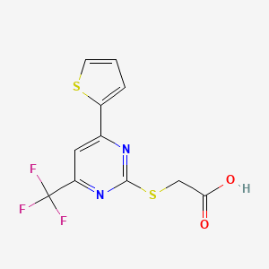 2-((4-(Thiophen-2-yl)-6-(trifluoromethyl)pyrimidin-2-yl)thio)acetic acid - 505054-60-4