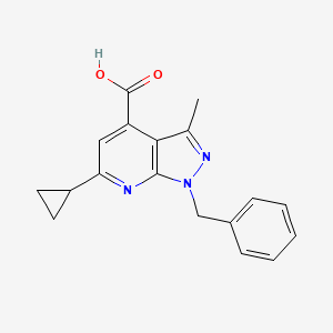 1-benzyl-6-cyclopropyl-3-methyl-1H-pyrazolo[3,4-b]pyridine-4-carboxylic acid - 937598-78-2