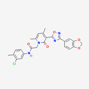 2-(3-(3-(benzo[d][1,3]dioxol-5-yl)-1,2,4-oxadiazol-5-yl)-4,6-dimethyl-2-oxopyridin-1(2H)-yl)-N-(3-chloro-4-methylphenyl)acetamide - 1021215-23-5