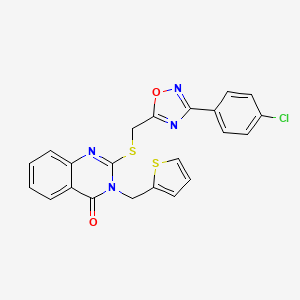 2-(((3-(4-chlorophenyl)-1,2,4-oxadiazol-5-yl)methyl)thio)-3-(thiophen-2-ylmethyl)quinazolin-4(3H)-one - 1021220-17-6