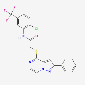 N-[2-Chloro-5-(trifluoromethyl)phenyl]-2-({2-phenylpyrazolo[1,5-A]pyrazin-4-YL}sulfanyl)acetamide - 1021228-97-6