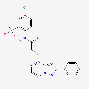 N-[4-chloro-2-(trifluoromethyl)phenyl]-2-[(2-phenylpyrazolo[1,5-a]pyrazin-4-yl)thio]acetamide - 1021255-00-4