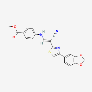 (E)-methyl 4-((2-(4-(benzo[d][1,3]dioxol-5-yl)thiazol-2-yl)-2-cyanovinyl)amino)benzoate - 1021263-23-9