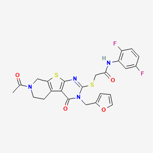 2-({11-acetyl-4-[(furan-2-yl)methyl]-3-oxo-8-thia-4,6,11-triazatricyclo[7.4.0.0^{2,7}]trideca-1(9),2(7),5-trien-5-yl}sulfanyl)-N-(2,5-difluorophenyl)acetamide - 1189906-77-1