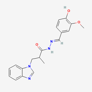 (E)-3-(1H-benzo[d]imidazol-1-yl)-N'-(4-hydroxy-3-methoxybenzylidene)-2-methylpropanehydrazide - 518018-80-9