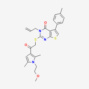2-({2-[1-(2-methoxyethyl)-2,5-dimethyl-1H-pyrrol-3-yl]-2-oxoethyl}sulfanyl)-5-(4-methylphenyl)-3-(prop-2-en-1-yl)-3H,4H-thieno[2,3-d]pyrimidin-4-one - 683780-30-5