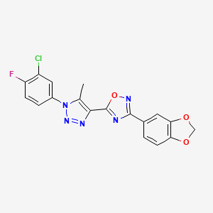 3-(2H-1,3-benzodioxol-5-yl)-5-[1-(3-chloro-4-fluorophenyl)-5-methyl-1H-1,2,3-triazol-4-yl]-1,2,4-oxadiazole - 951476-89-4