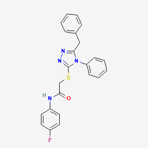 2-((5-Benzyl-4-phenyl-4H-1,2,4-triazol-3-yl)thio)-N-(4-fluorophenyl)acetamide - 