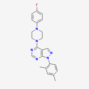 1-[1-(2,4-DIMETHYLPHENYL)-1H-PYRAZOLO[3,4-D]PYRIMIDIN-4-YL]-4-(4-FLUOROPHENYL)PIPERAZINE - 