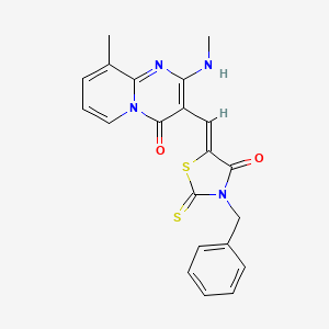 3-[(Z)-(3-benzyl-4-oxo-2-thioxo-1,3-thiazolidin-5-ylidene)methyl]-9-methyl-2-(methylamino)-4H-pyrido[1,2-a]pyrimidin-4-one - 