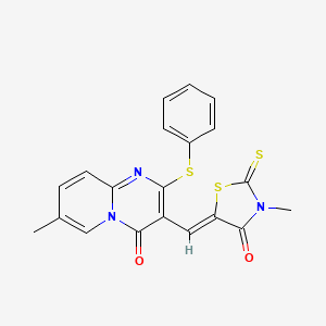 7-methyl-3-[(Z)-(3-methyl-4-oxo-2-thioxo-1,3-thiazolidin-5-ylidene)methyl]-2-(phenylsulfanyl)-4H-pyrido[1,2-a]pyrimidin-4-one - 