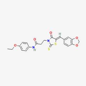 3-[(5Z)-5-(1,3-benzodioxol-5-ylmethylidene)-4-oxo-2-thioxo-1,3-thiazolidin-3-yl]-N-(4-ethoxyphenyl)propanamide - 
