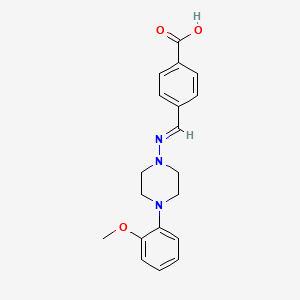 4-[(E)-{[4-(2-methoxyphenyl)piperazin-1-yl]imino}methyl]benzoic acid - 