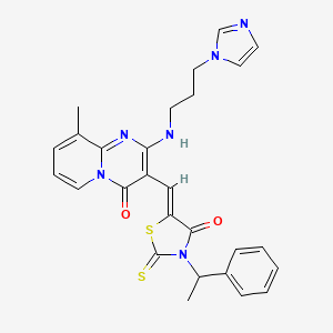 2-{[3-(1H-imidazol-1-yl)propyl]amino}-9-methyl-3-{(Z)-[4-oxo-3-(1-phenylethyl)-2-thioxo-1,3-thiazolidin-5-ylidene]methyl}-4H-pyrido[1,2-a]pyrimidin-4-one - 