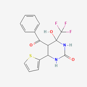 5-Benzoyl-4-hydroxy-6-thiophen-2-yl-4-trifluoromethyl-tetrahydro-pyrimidin-2-one - 