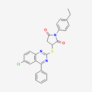 3-[(6-Chloro-4-phenylquinazolin-2-yl)sulfanyl]-1-(4-ethylphenyl)pyrrolidine-2,5-dione - 