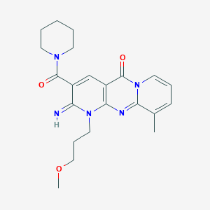 6-imino-7-(3-methoxypropyl)-11-methyl-5-(piperidine-1-carbonyl)-1,7,9-triazatricyclo[8.4.0.03,8]tetradeca-3(8),4,9,11,13-pentaen-2-one - 