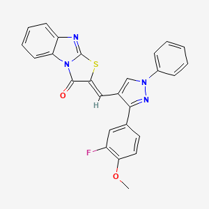 (2Z)-2-{[3-(3-fluoro-4-methoxyphenyl)-1-phenyl-1H-pyrazol-4-yl]methylene}[1,3]thiazolo[3,2-a]benzimidazol-3(2H)-one - 624723-09-7