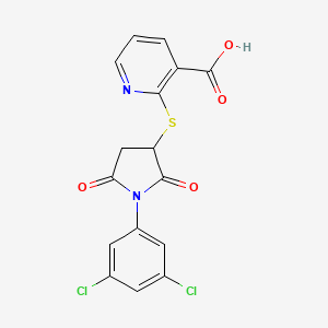 2-{[1-(3,5-Dichlorophenyl)-2,5-dioxopyrrolidin-3-yl]sulfanyl}pyridine-3-carboxylic acid - 