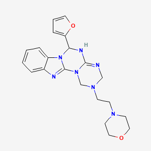 4-[2-[9-(furan-2-yl)-2,4,6,8,10,17-hexazatetracyclo[8.7.0.02,7.011,16]heptadeca-1(17),6,11,13,15-pentaen-4-yl]ethyl]morpholine - 