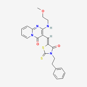 2-[(2-methoxyethyl)amino]-3-{(Z)-[4-oxo-3-(2-phenylethyl)-2-thioxo-1,3-thiazolidin-5-ylidene]methyl}-4H-pyrido[1,2-a]pyrimidin-4-one - 