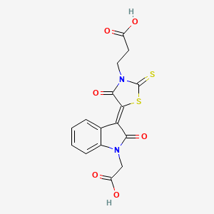 3-{(5Z)-5-[1-(carboxymethyl)-2-oxo-1,2-dihydro-3H-indol-3-ylidene]-4-oxo-2-thioxo-1,3-thiazolidin-3-yl}propanoic acid - 