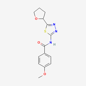 4-methoxy-N-[(2E)-5-(tetrahydrofuran-2-yl)-1,3,4-thiadiazol-2(3H)-ylidene]benzamide - 