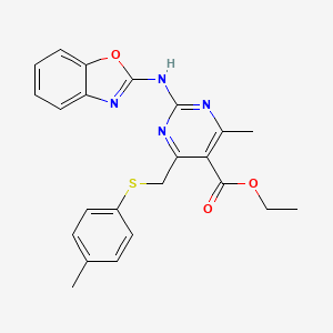 Ethyl 2-(1,3-benzoxazol-2-ylamino)-4-methyl-6-{[(4-methylphenyl)thio]methyl}pyrimidine-5-carboxylate - 